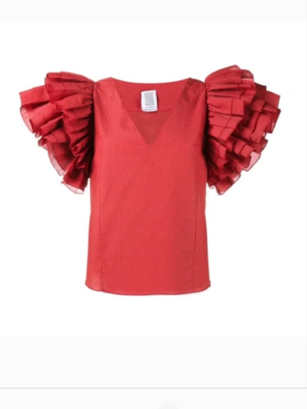 Rosie Assoulin  Runway Ruffle Puff Sleeve Top Red Sz S